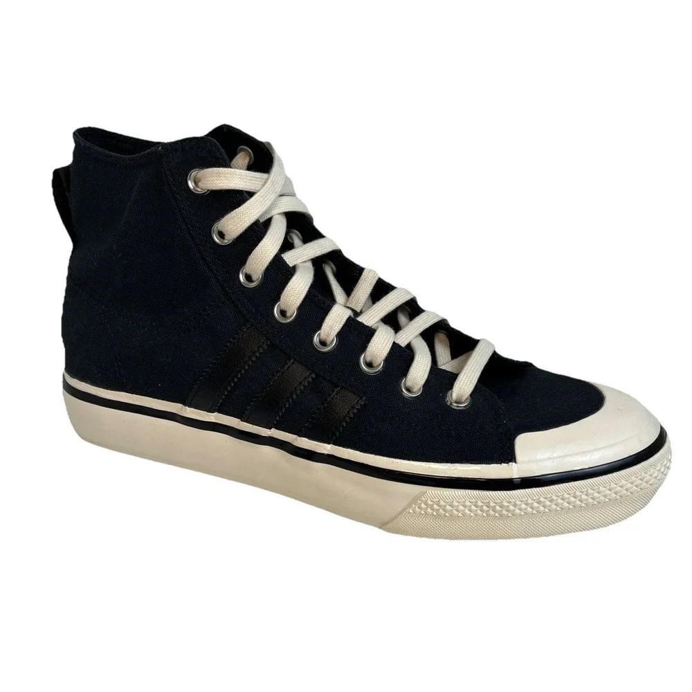 ADIDAS Nizza RF74 Mens 9.5 Black Cream White High Top Comfort Board Shoes GX8488